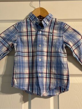 Vineyard Vines Boys Blue White Plaid Button-Down Shirt